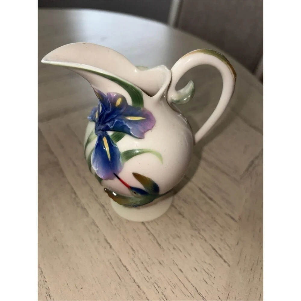 Franz Porcelain Hummingbird Sugar Jar Bowl & CREAMER Floral Design Beautiful!